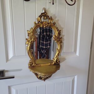 Vtg 1970 Dart Syroco Gold Ornate Wall Mirror Shelf 2327 Hollywood Regency Decor